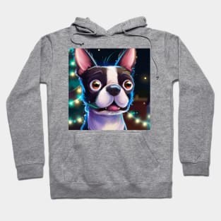 Cute Boston Terrier Drawing Hoodie